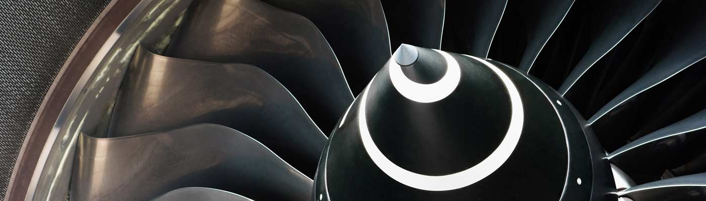 Close-up of jet engine blade